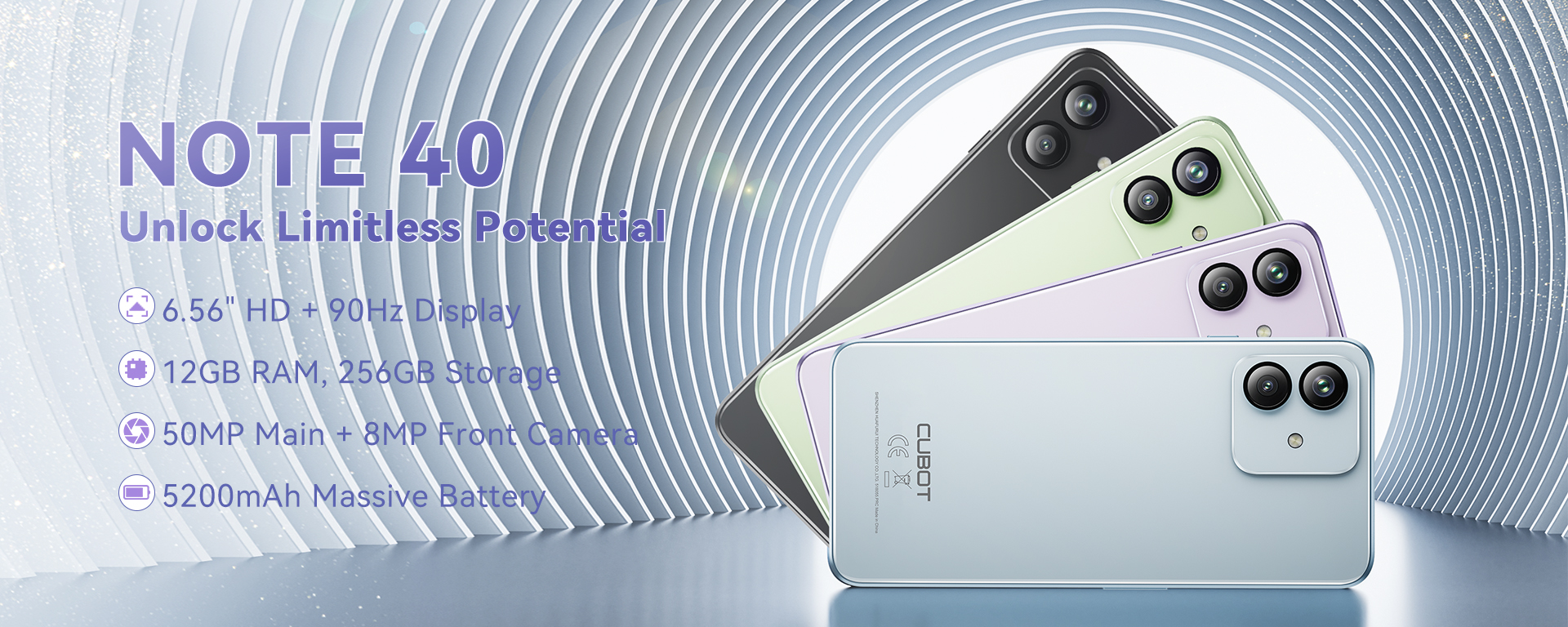 New CUBOT NOTE 40 smartphone with 50 megapixel camera announced 