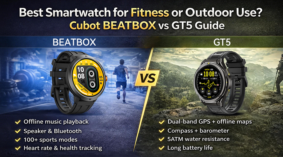 Best Smartwatch for Fitness or Outdoor Use? Cubot BEATBOX vs GT5 Guide
