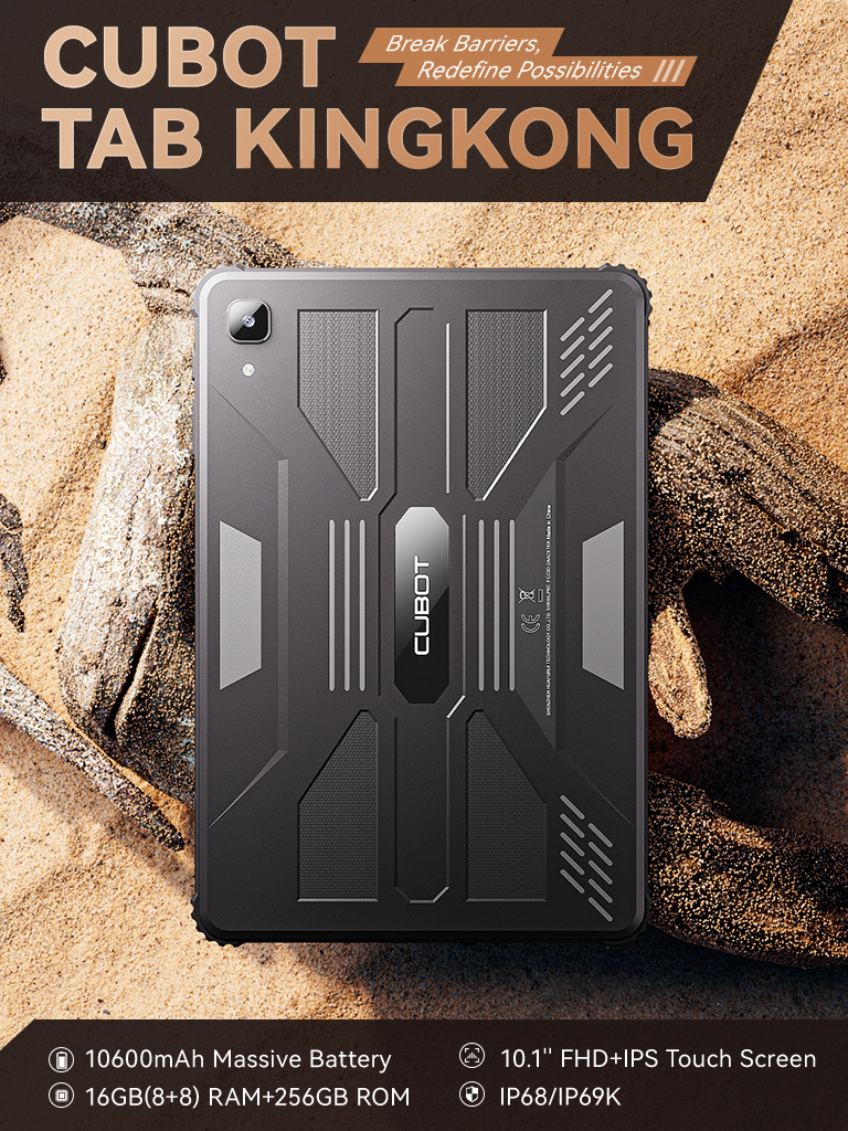 Cubot TAB KINGKONG, Rugged Tablet Android 13, IP68 Waterproof, 16GB  RAM(8GB+8GB Extended), 256GB ROM, 10600mAh,10.1 FHD+ Screen - AliExpress