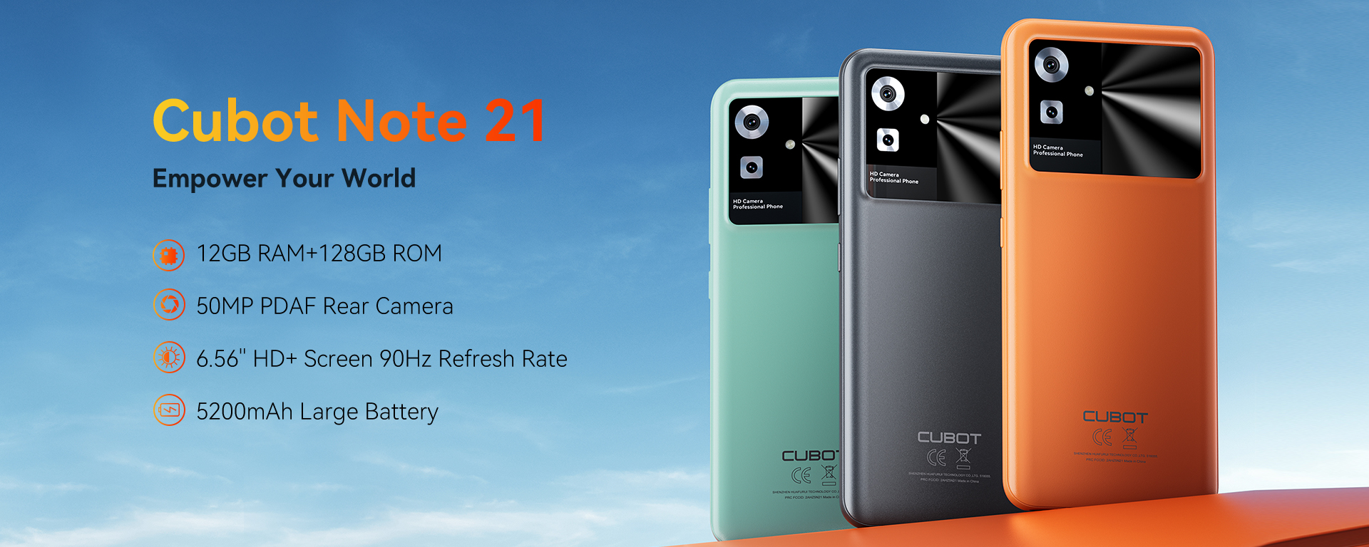 Cubot Note 40 Ultra-thin Smartphone Octa Core 6.56 Inch HD 12GB RAM+256GB  ROM Mobile Phone 50MP 5200mAh Android 13 4G Cellphone